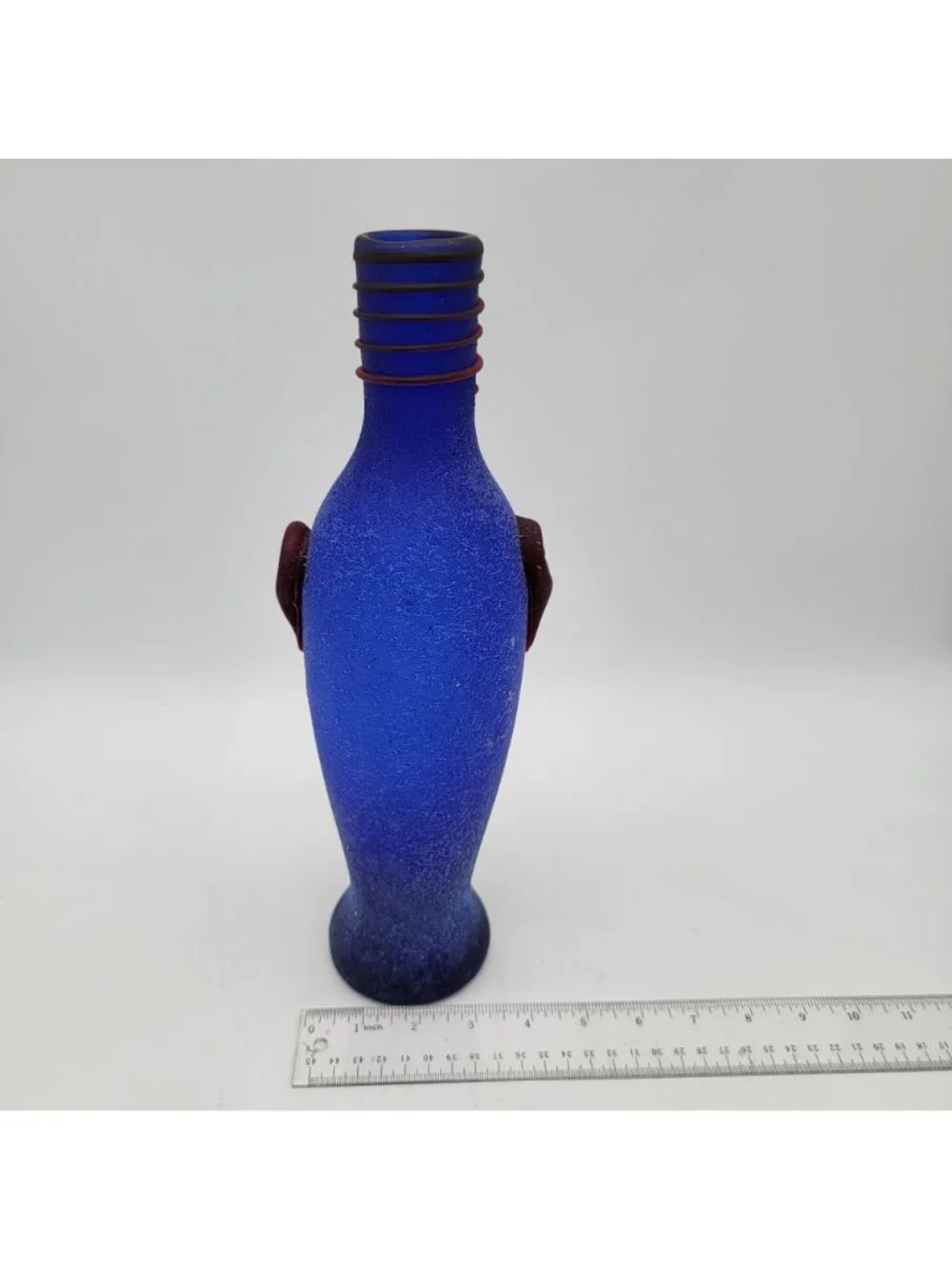 Murano Scavo 1960s Blue Bottle Vase